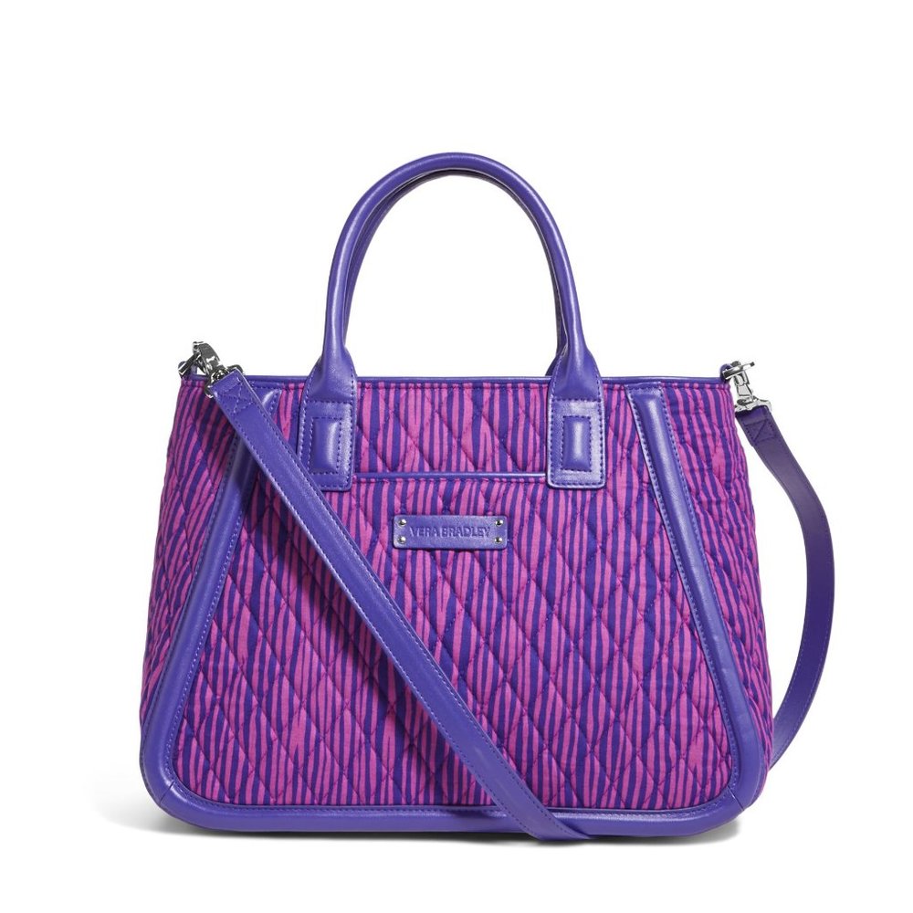 Vera Bradley - Trimmed Trapeze Satchel - Impressionista Stripe - Brand New